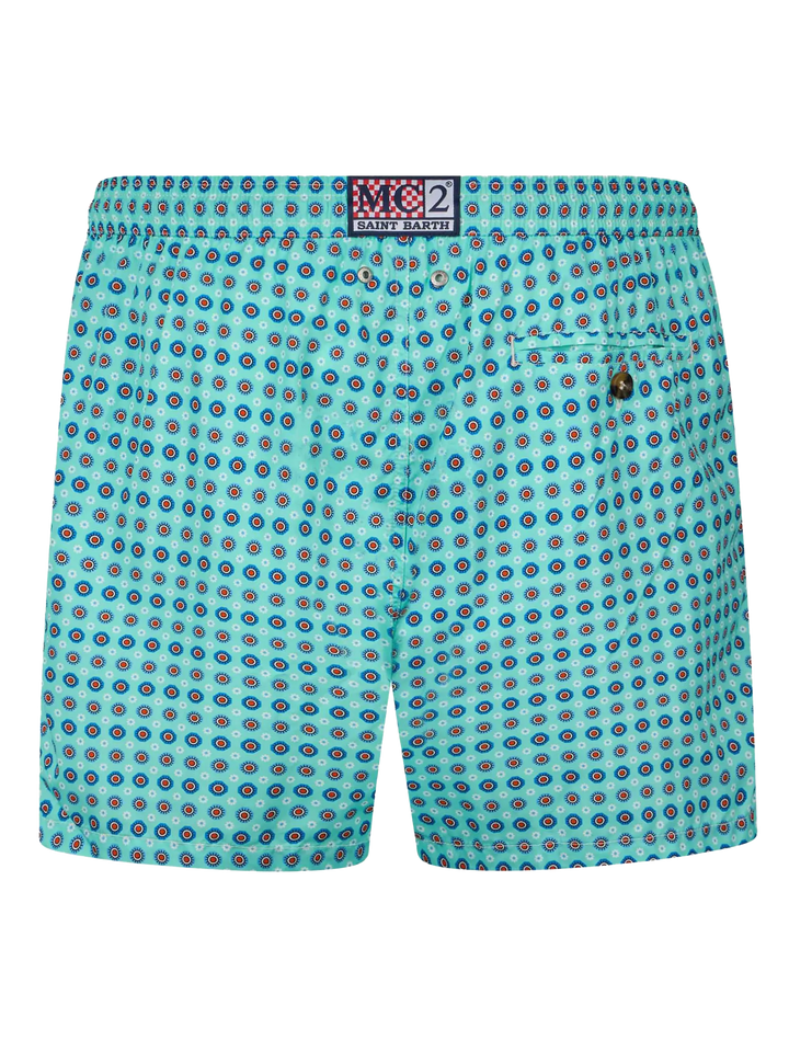 Man lightweight fabric swim-shorts Lighting Micro Fantasy with tie print - MC2 Saint Barth