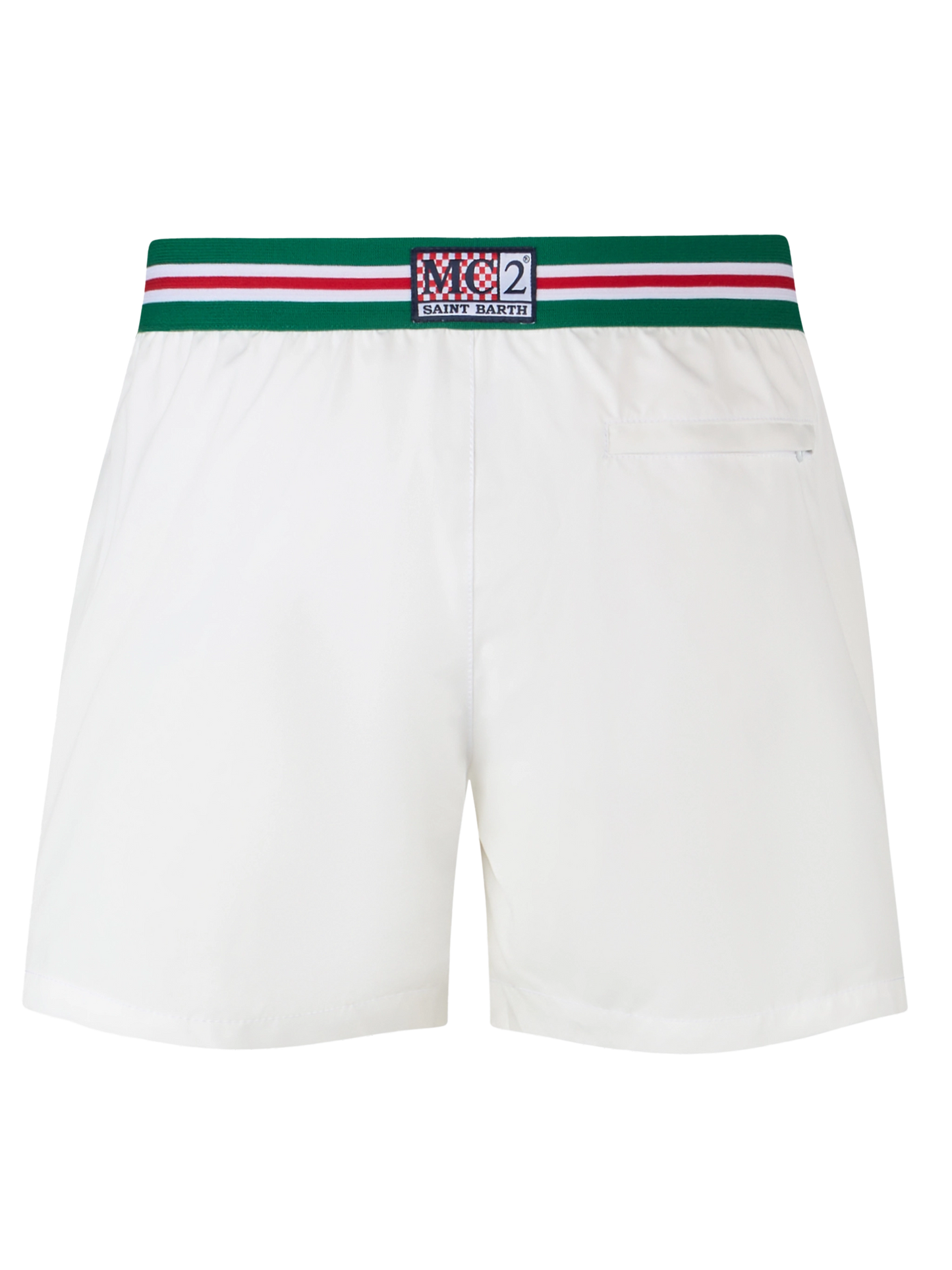 Man white fitted cut swim shorts Nad with tape finish | AUSTRALIAN BRAND SPECIAL EDITION