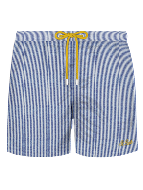 Seersucker bluette striped classic light swim shorts Patmos - MC2 Saint Barth