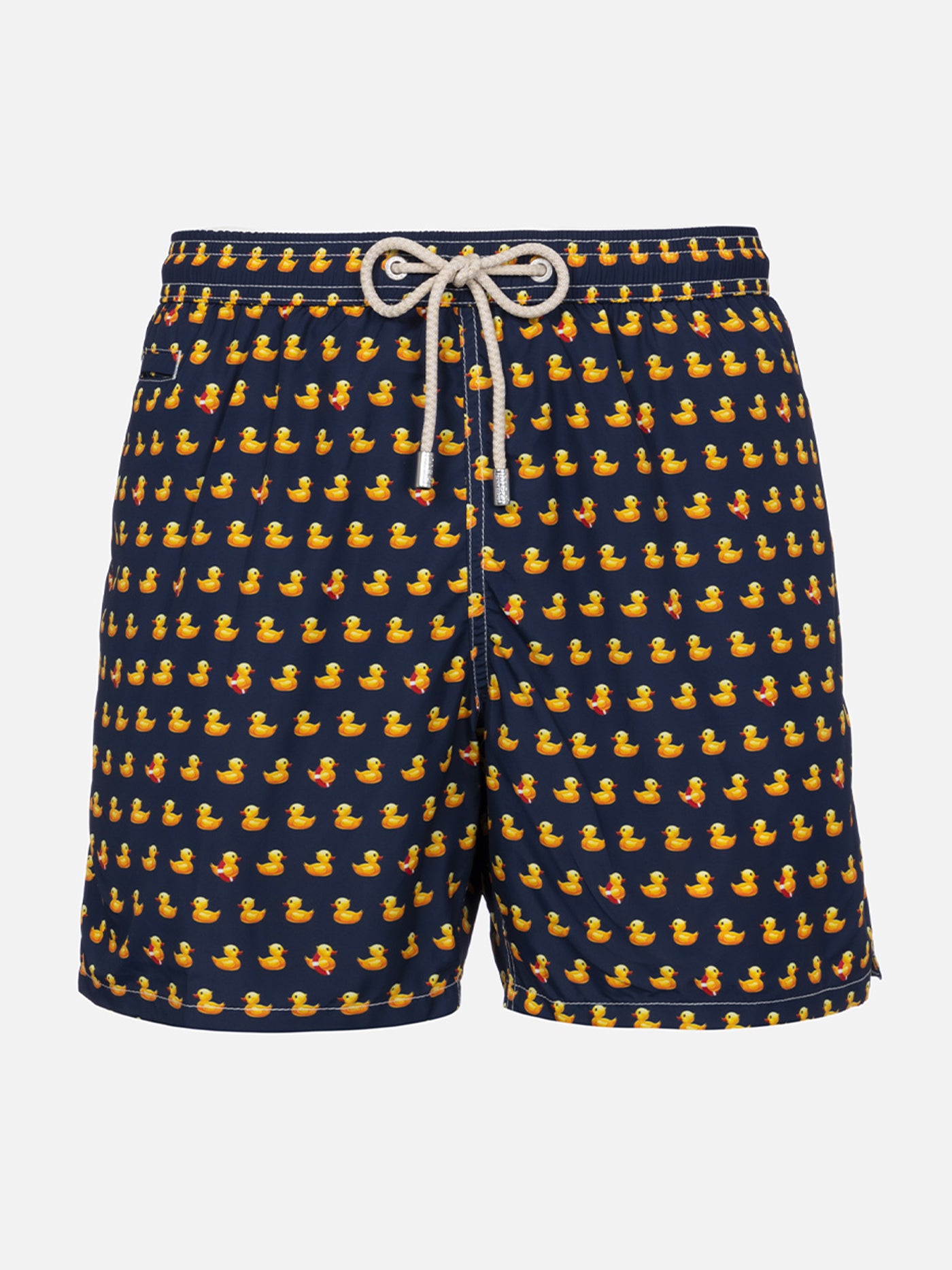 Man Lighting Mid-Length Swim Shorts | Quick-Drying, Rubber Duckies 