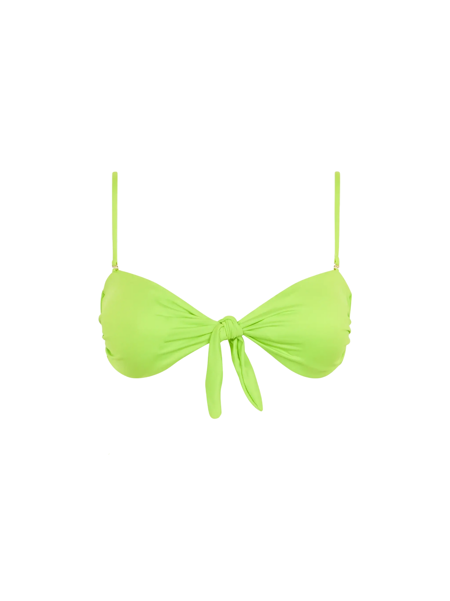 Säuregrünes Bandeau-Oberteil mit Knoten vorne