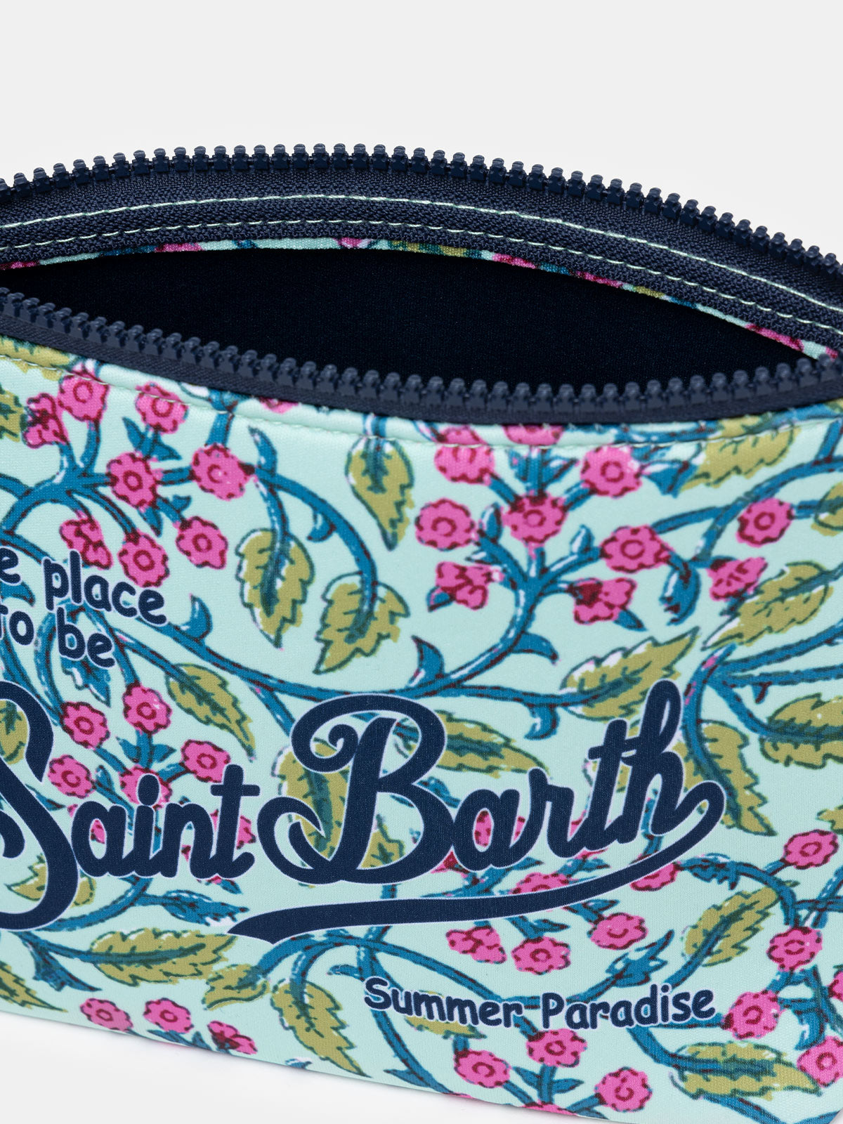 Pochette Aline in scuba con stampa fiori