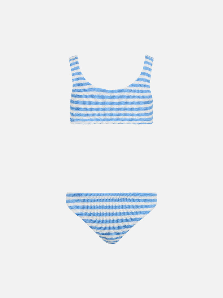 Light blue striped crinkle classic bralette bikini Baker - MC2 Saint Barth