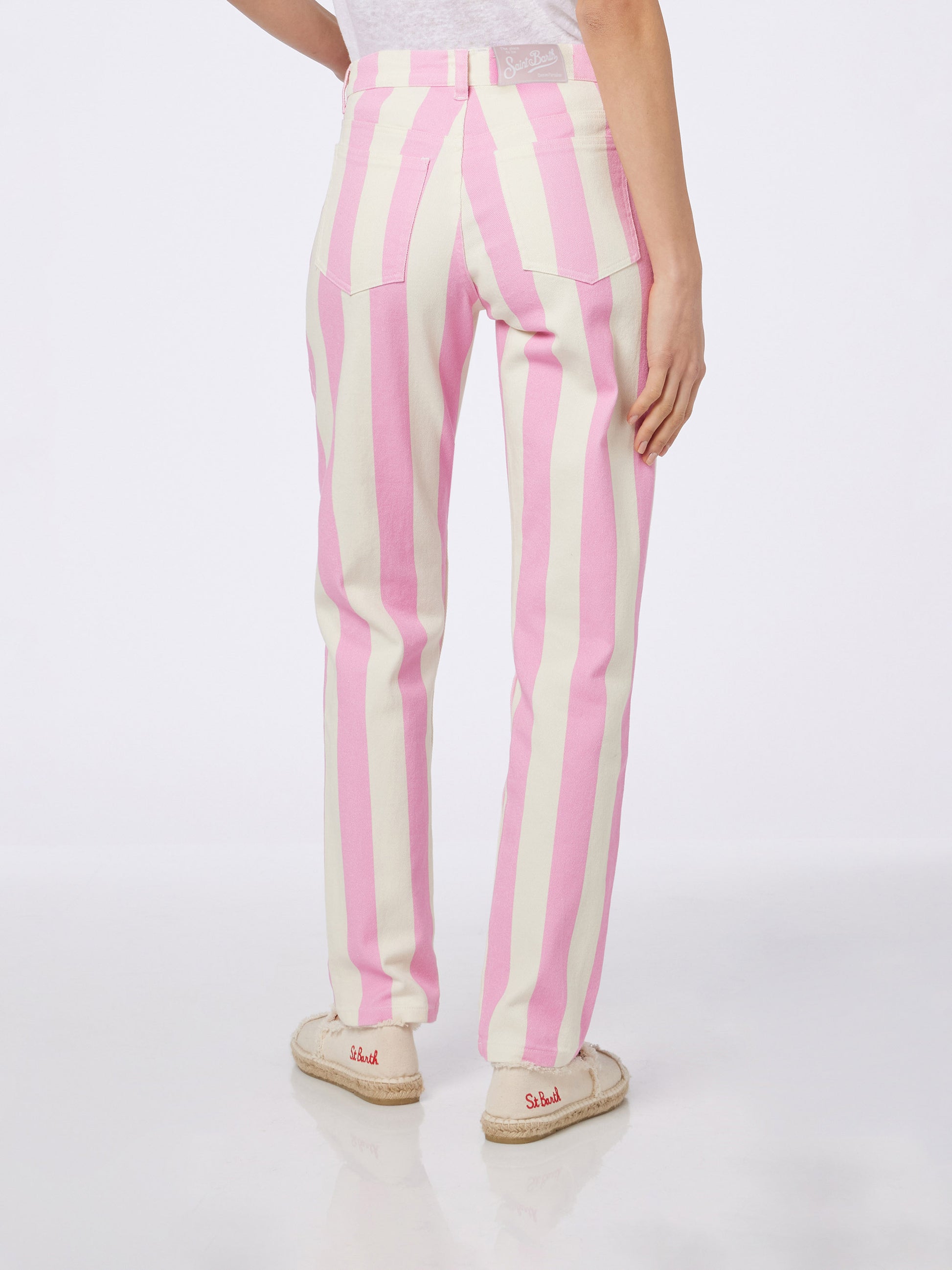 Woman pink striped print denim Belleville - MC2 Saint Barth