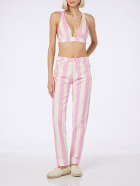 Woman pink striped print denim Belleville - MC2 Saint Barth