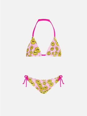 Girl triangle bikini with smile print - MC2 Saint Barth