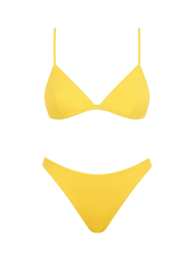 Woman yellow ribbed triangle bikini - MC2 Saint Barth