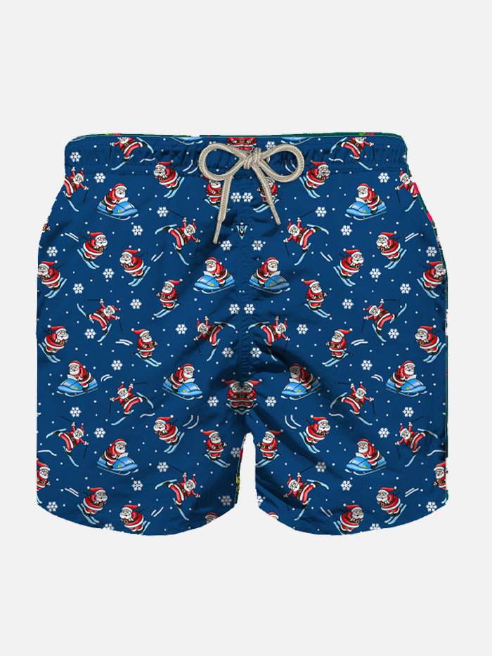 Boy light fabric swim shorts with Happy Santa Claus print - MC2 Saint Barth
