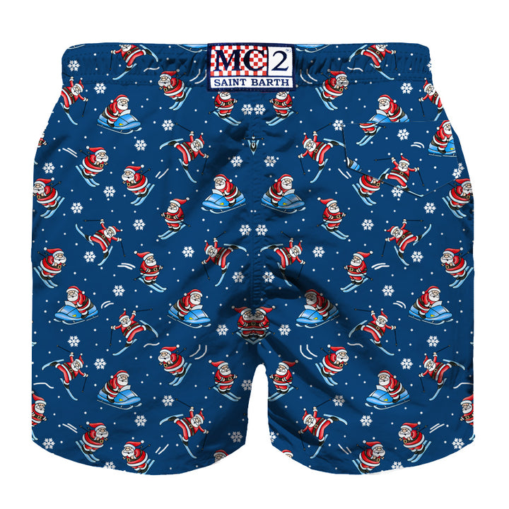 Boy light fabric swim shorts with Happy Santa Claus print - MC2 Saint Barth