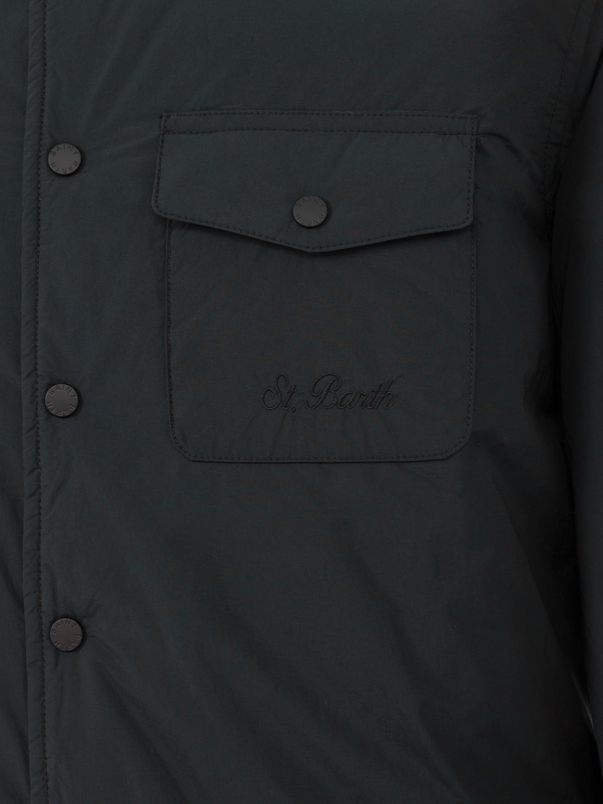 Man British green overshirt Chalet with St. Barth embroidery - MC2 Saint Barth