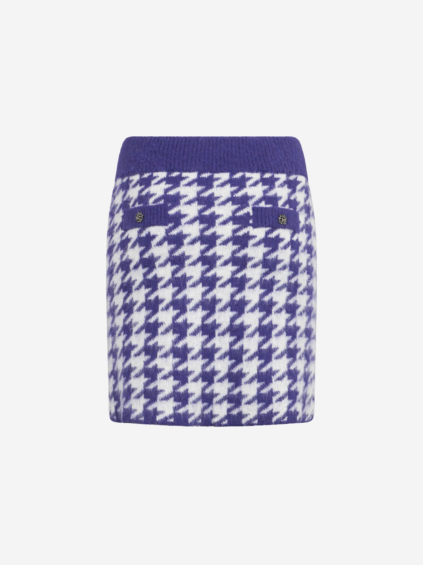 Gonna da donna in maglia con bottoni gioiello