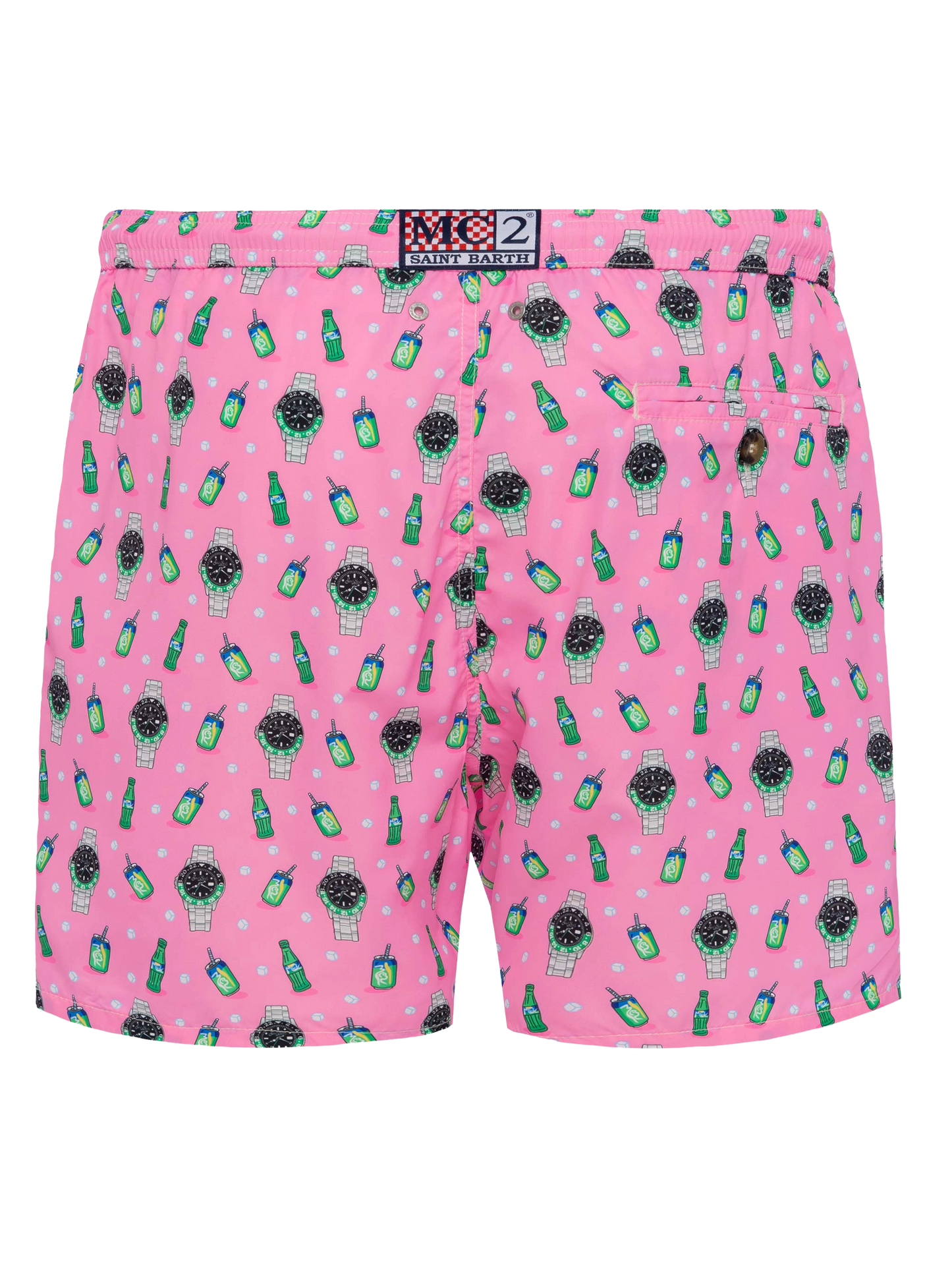 Lightweight fabric swim shorts Lighting with watch print