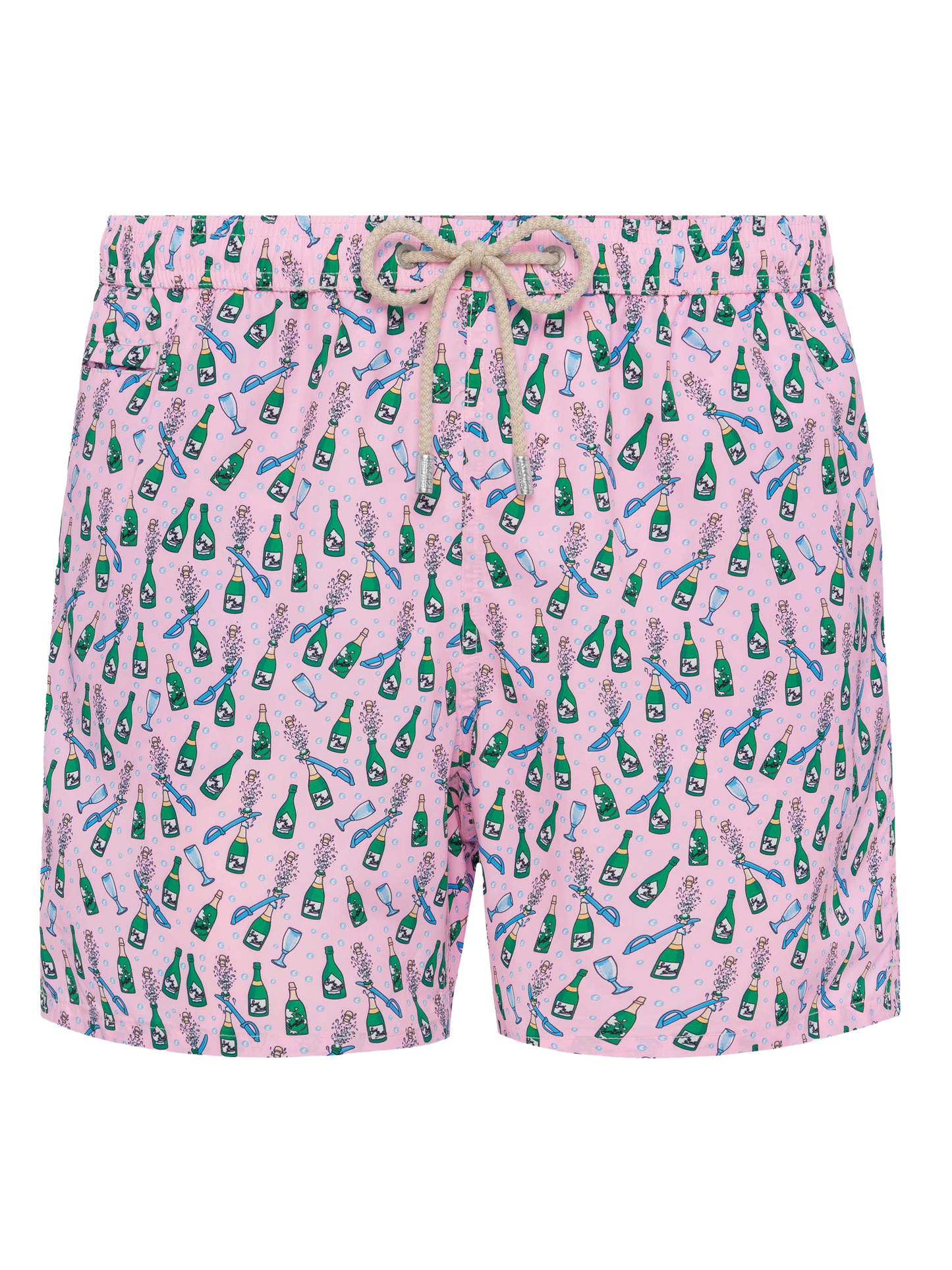 Lightweight fabric swim shorts Lighting with sabrage and bottle print