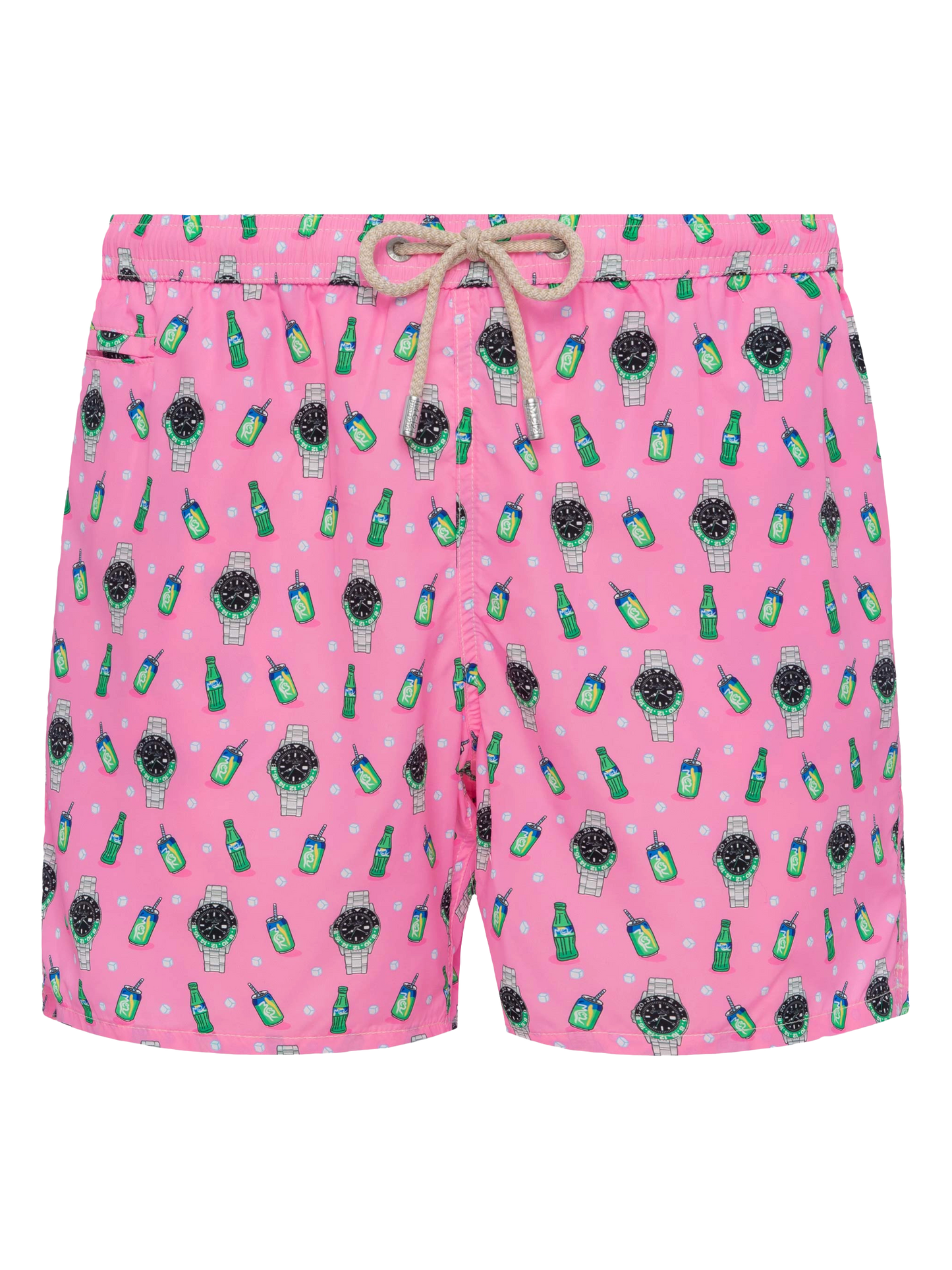 Lightweight fabric swim shorts Lighting with watch print