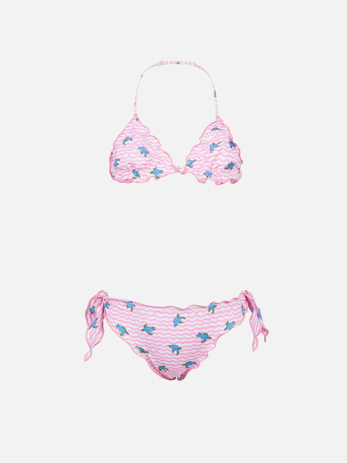 Mädchen klassischer Triangel-Bikini Cris mit Schildkröten-Print