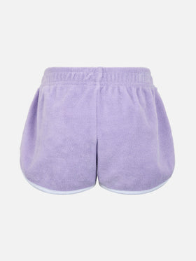Girl lilac terry pull up shorts Curly - MC2 Saint Barth