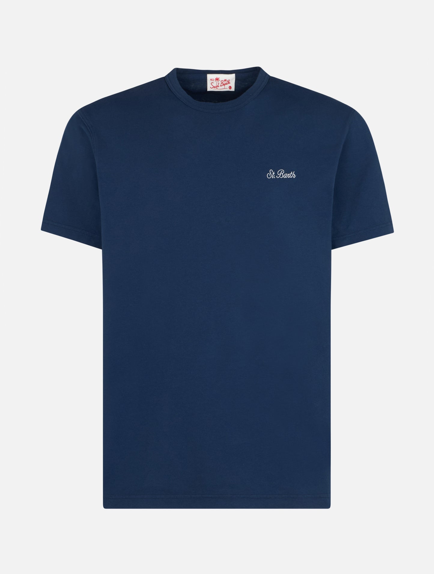 Man blue cotton jersey t-shirt Dover with St. Barth embroidery - MC2 Saint Barth
