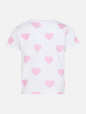 Girl cotton jersey crewneck t-shirt Elly with Vacay mood embroidery - MC2 Saint Barth