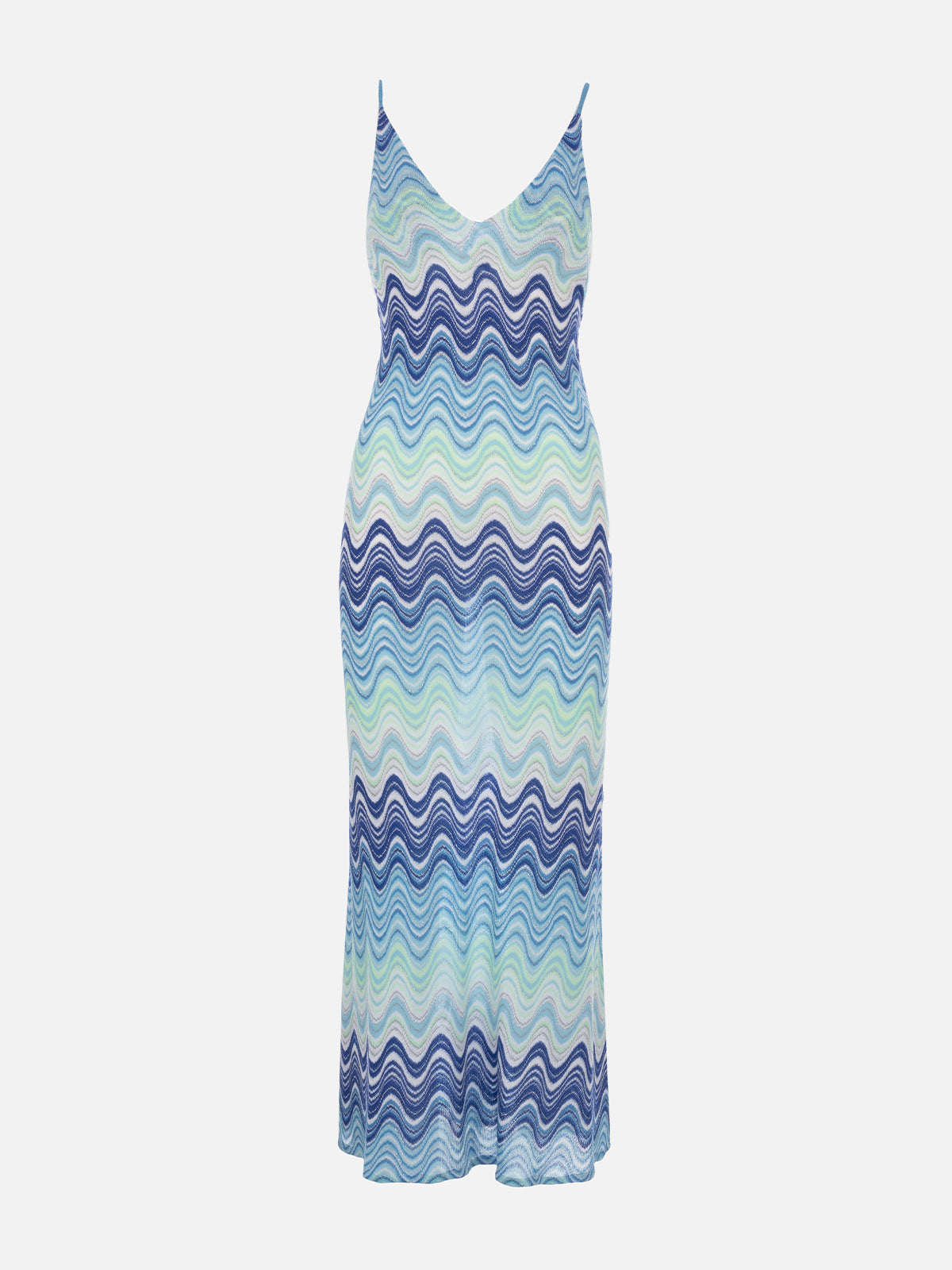 Damen-Slip-Kleid aus Raschelstrick in Hellblau Eydis
