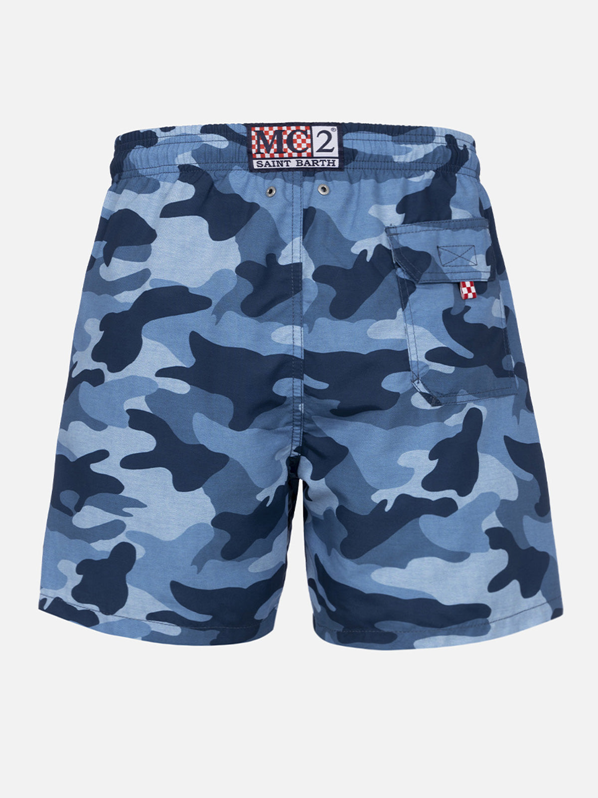 Man mid-length Gustavia swim-shorts with camouflage print