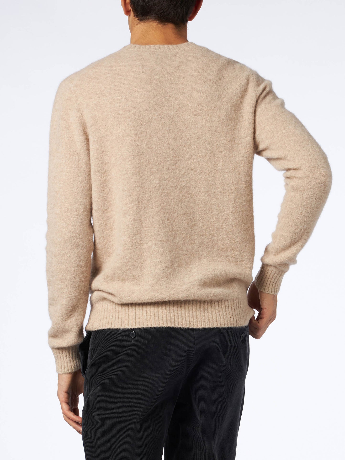 Beiger Stretch-Alpakapullover für Herren mit St. Barth-Stickerei