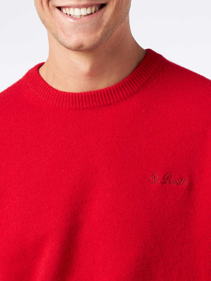 Man crewneck red sweater with St. Barth embroidery - MC2 Saint Barth