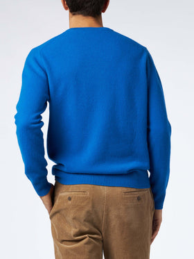 Man crewneck bluette sweater with St. Barth embroidery - MC2 Saint Barth