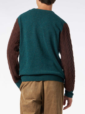 Man crewneck donegal sweater with polo jacquard - MC2 Saint Barth