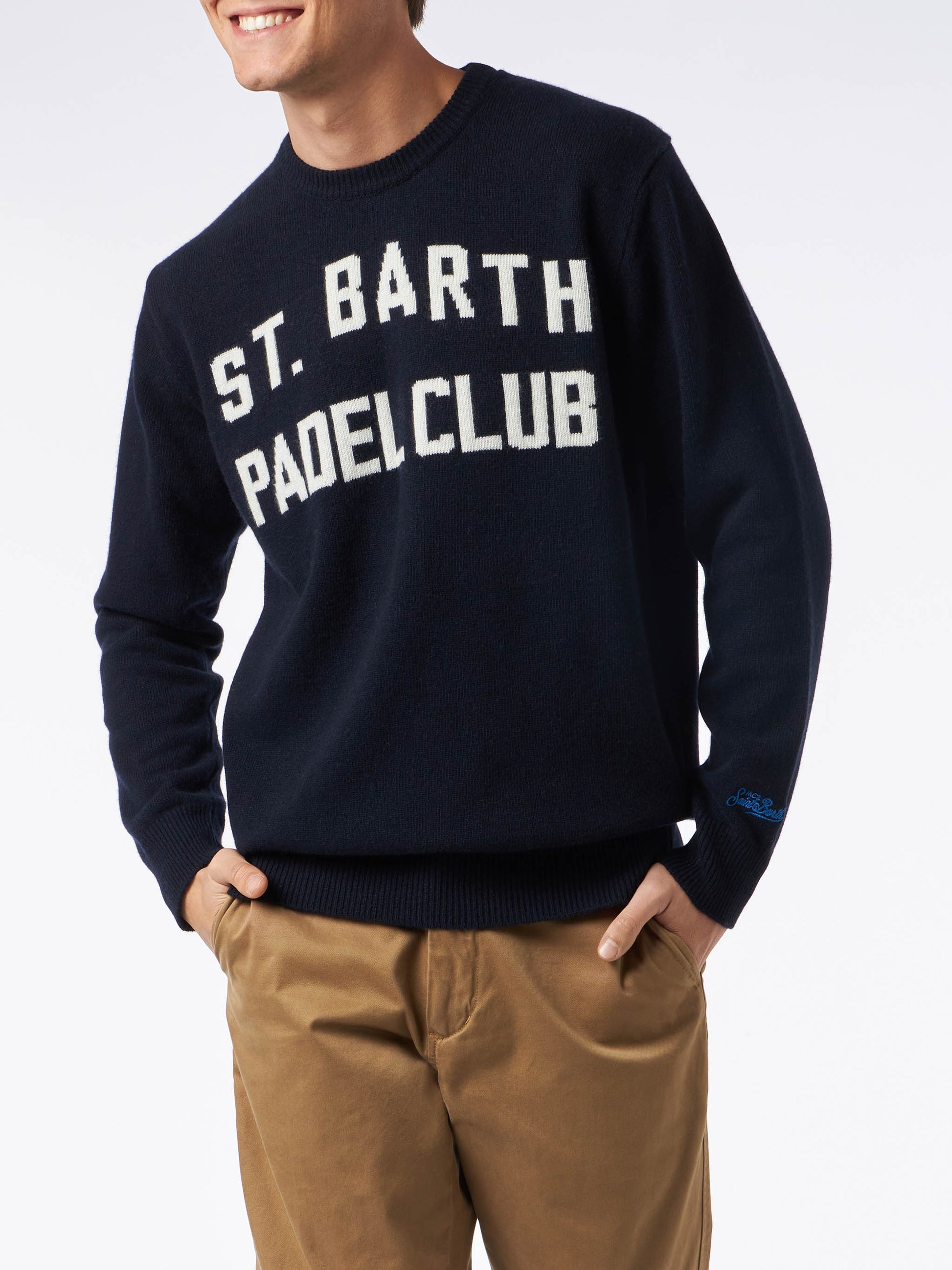 Man crewneck sweater with St. Barth Padel Club jacquard - MC2 Saint Barth