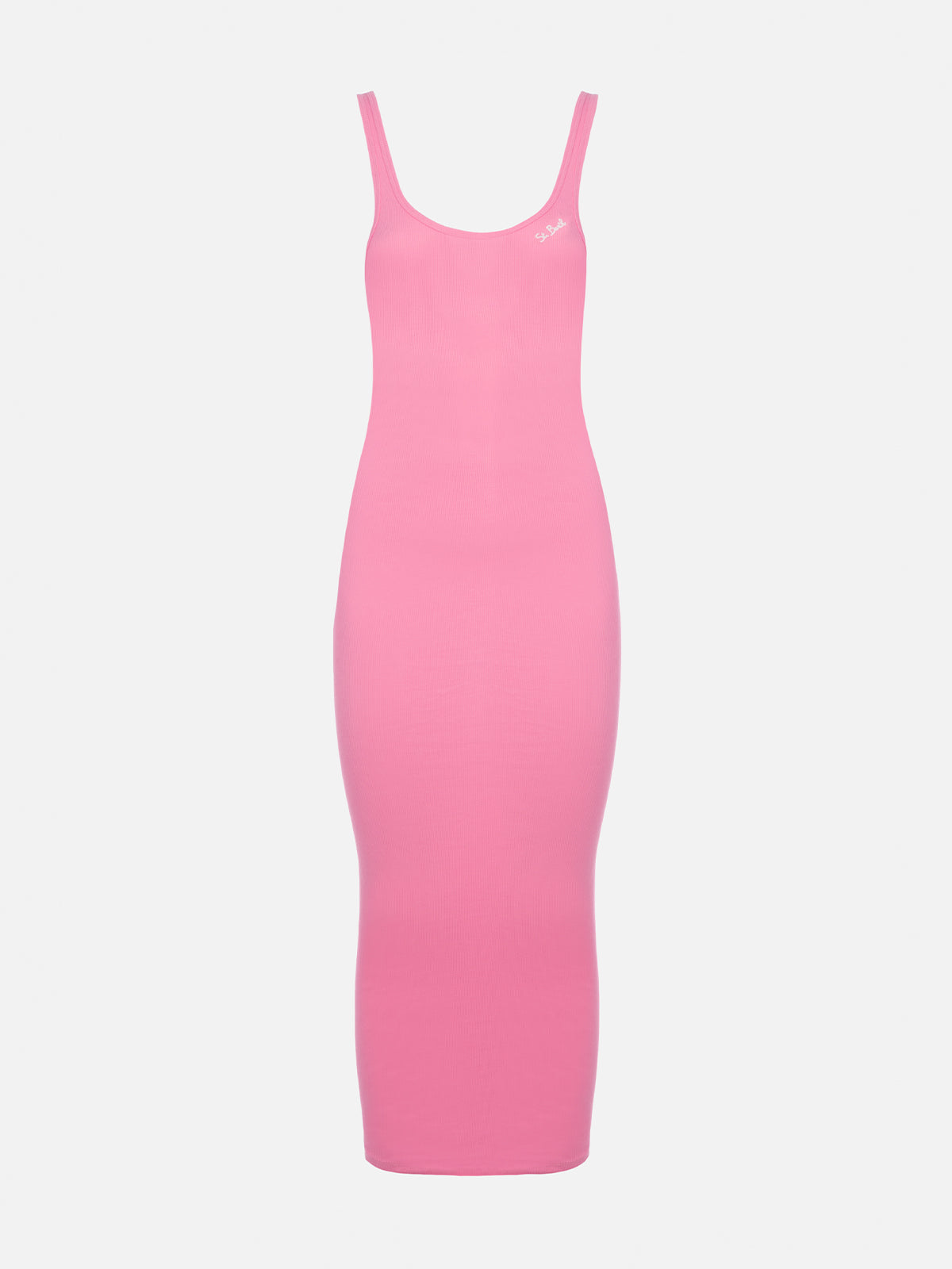 Abito canotta in jersey di cotone rosa a coste da donna Jennifer
