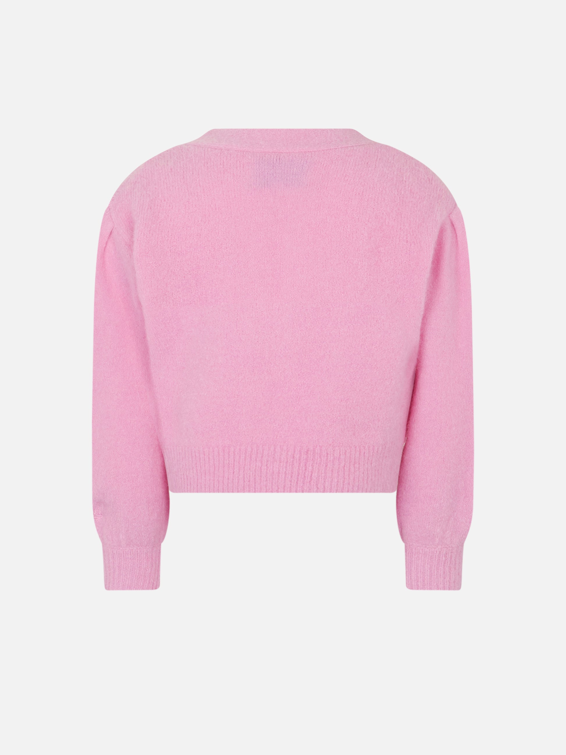 Girl brushed cropped cardigan with puff sleeves - MC2 Saint Barth