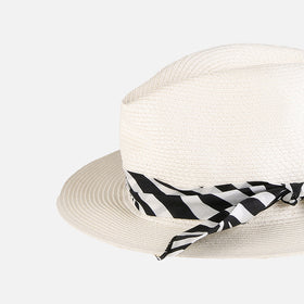 White paper hat with zebra print bandeau - MC2 Saint Barth