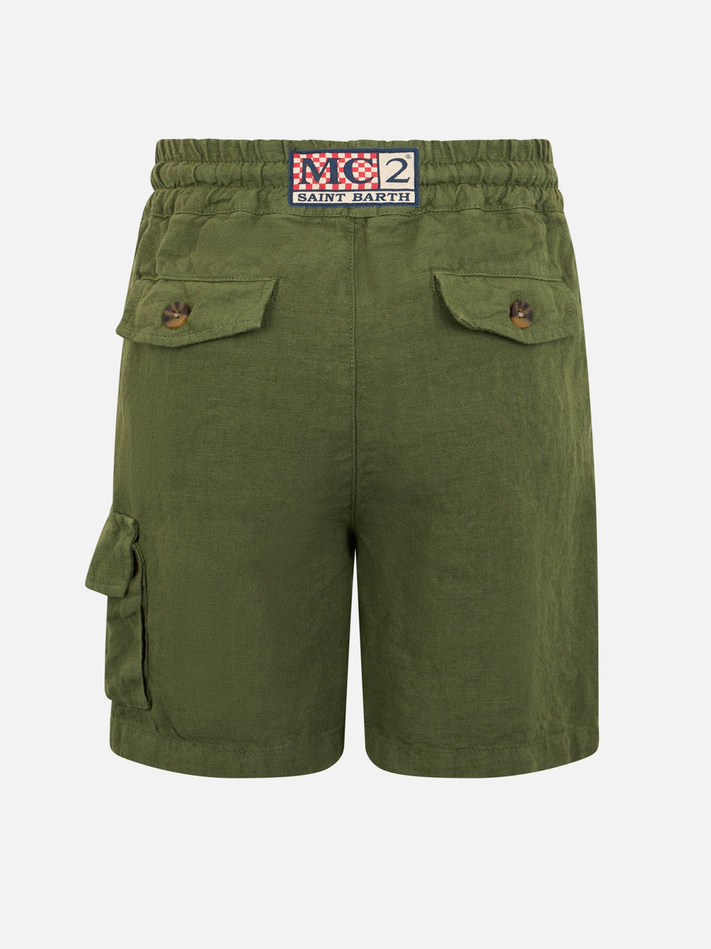 Boy military green linen bemuda Marseille Jr