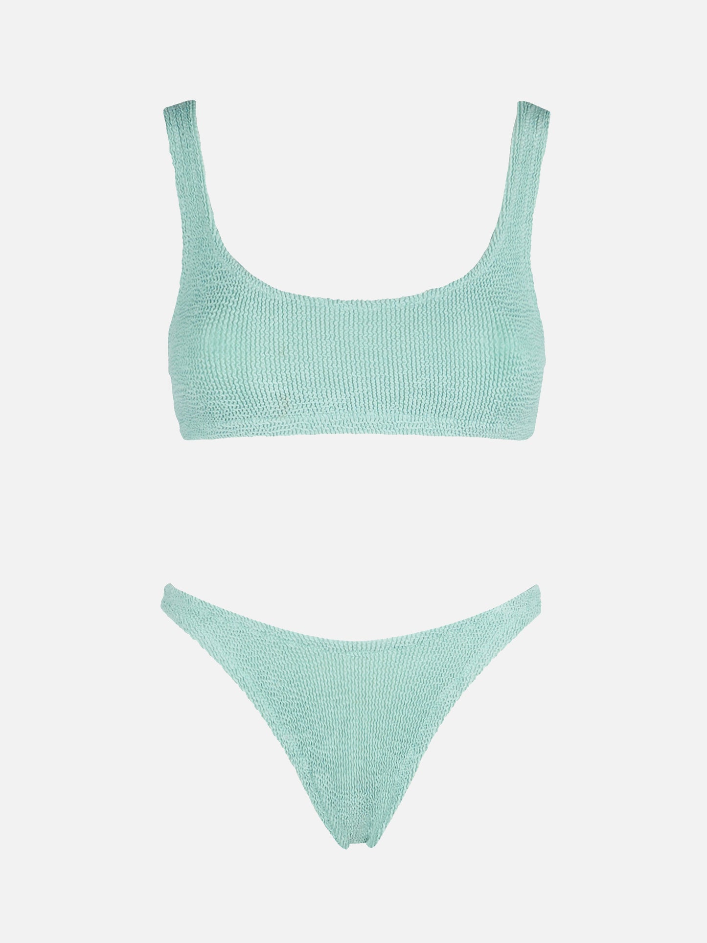 Bikini a bralette in tessuto crinkle Naima Naomi in verde salvia