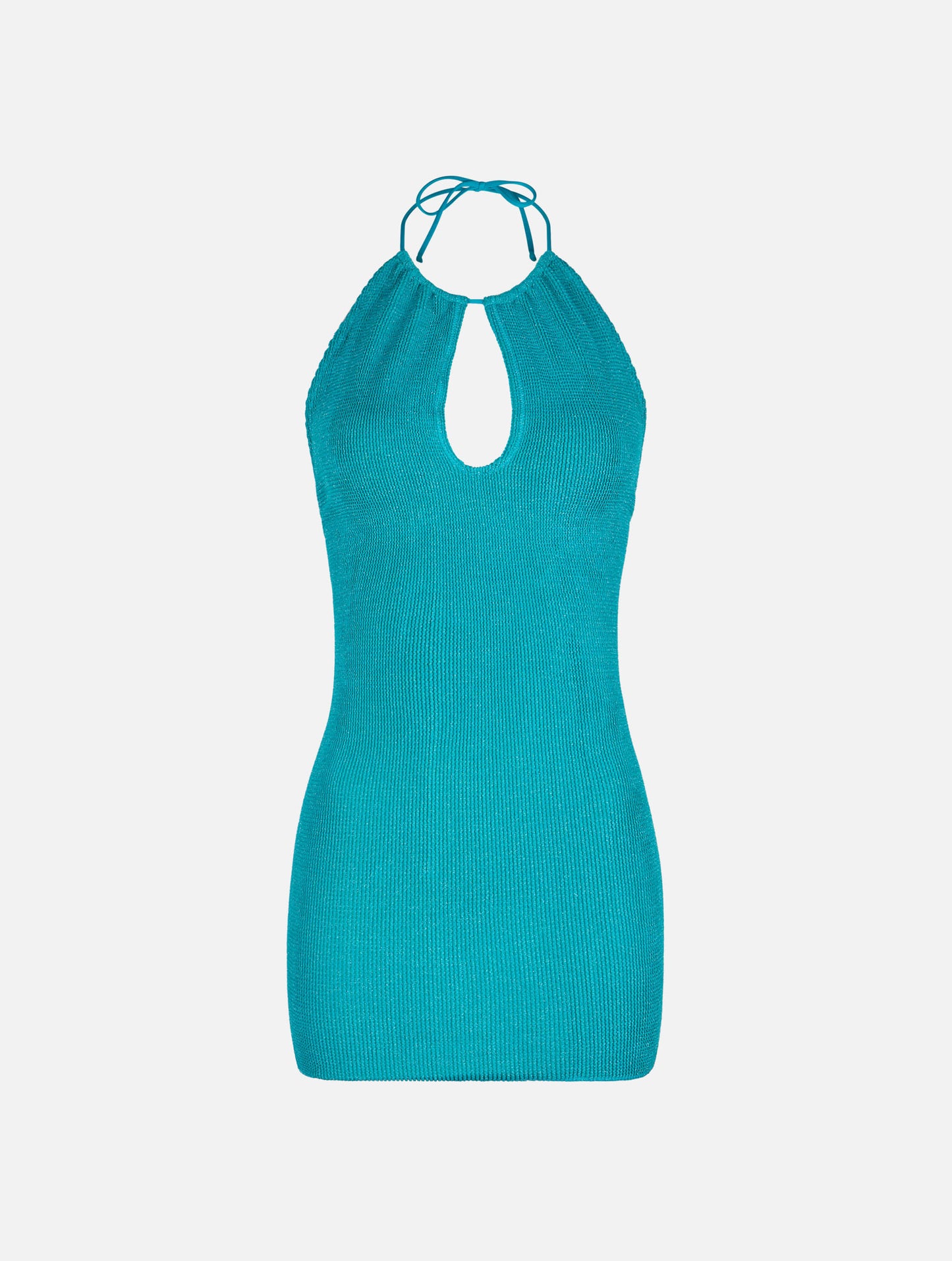 Woman teal green lurex halterneck crinkle dress - MC2 Saint Barth