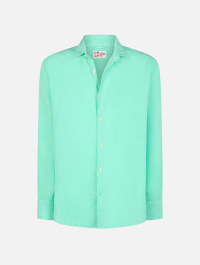 Man mint green linen shirt Pamplona - MC2 Saint Barth