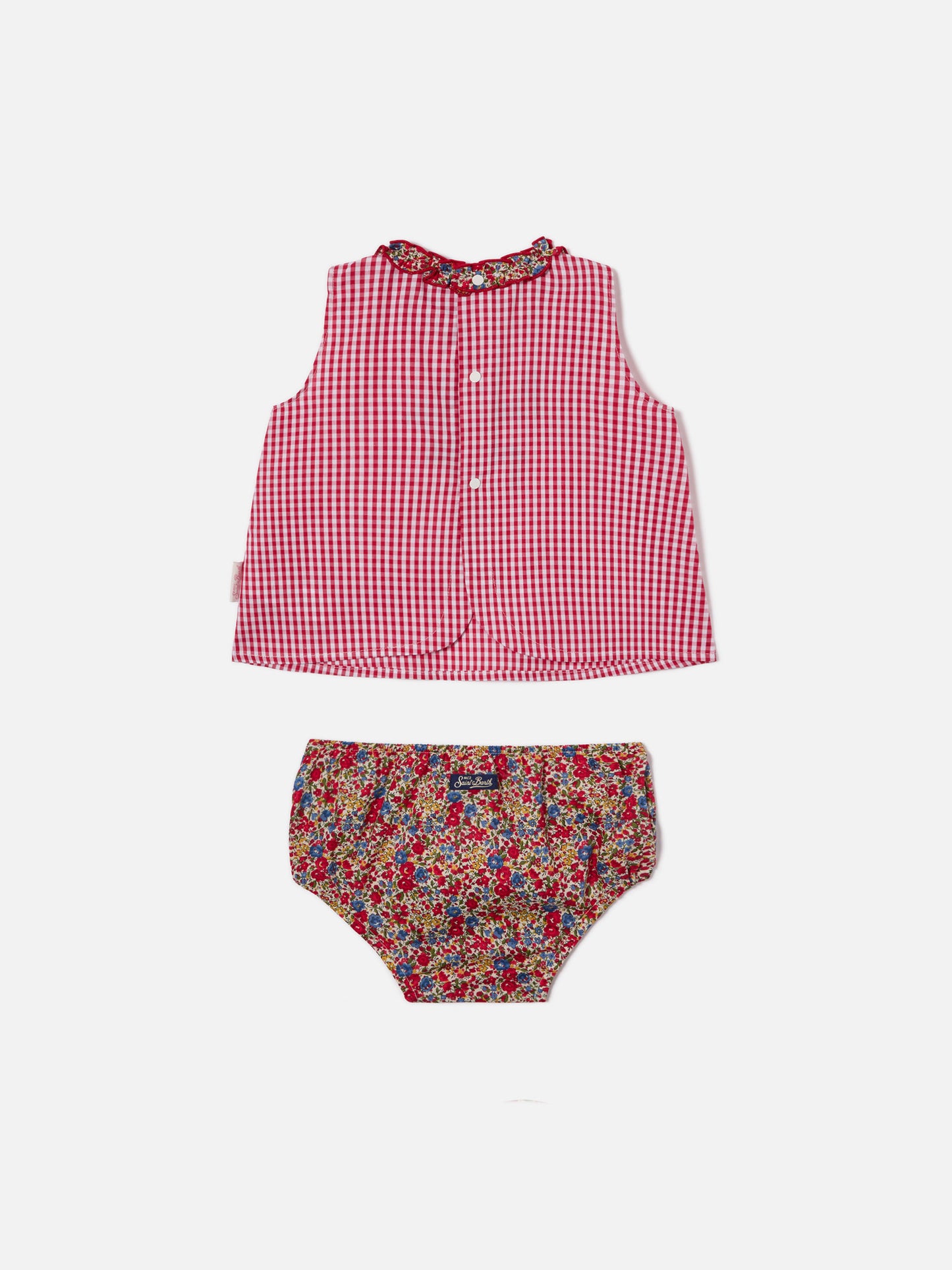 Set Abbie scamiciato e copri pannolino con ricamo Piccola peste | Made with Liberty Fabric