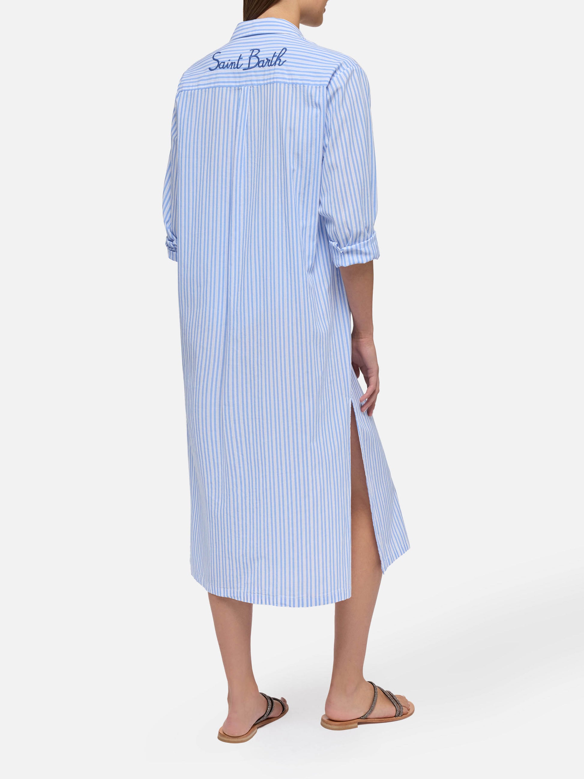 Adeline cotton maxi dress with striped print - MC2 Saint Barth