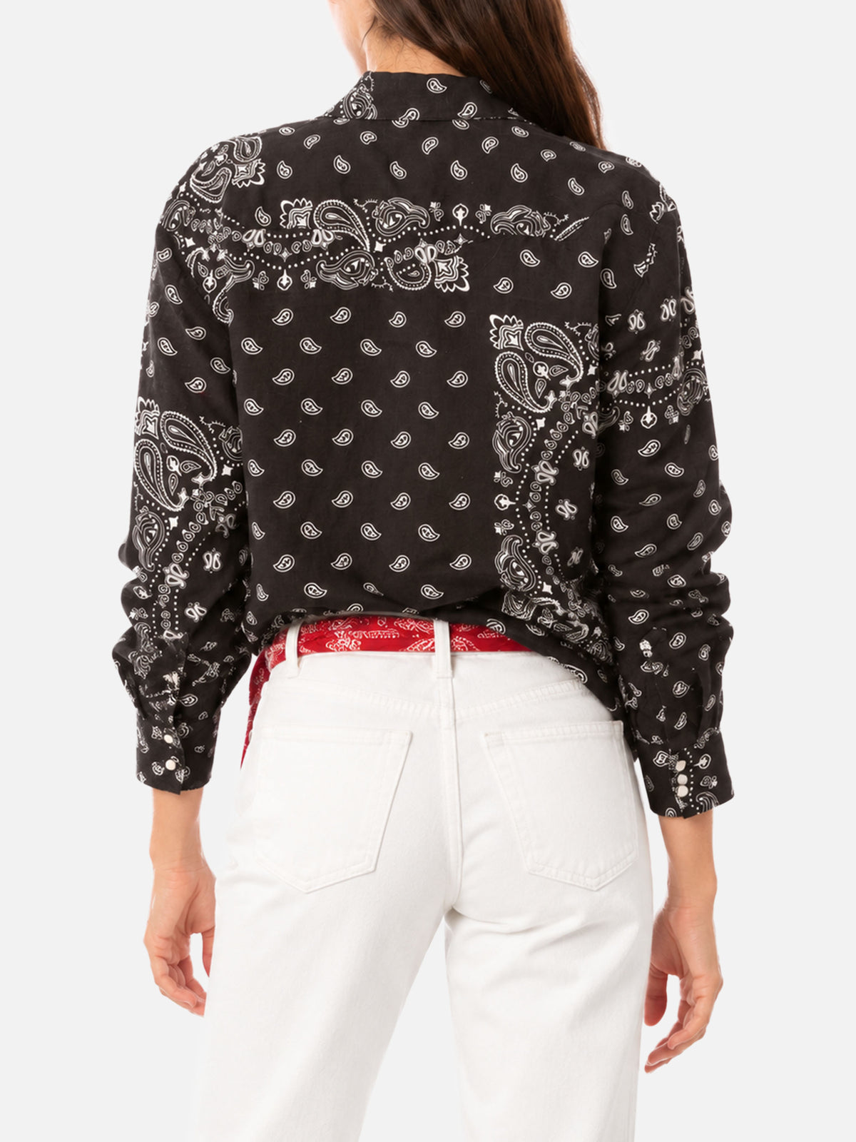Black Alodie Tex linen shirt with contrasting trimmings