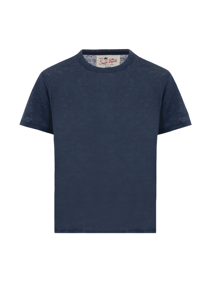 Alex kid navy blue linen jersey t-shirt - MC2 Saint Barth