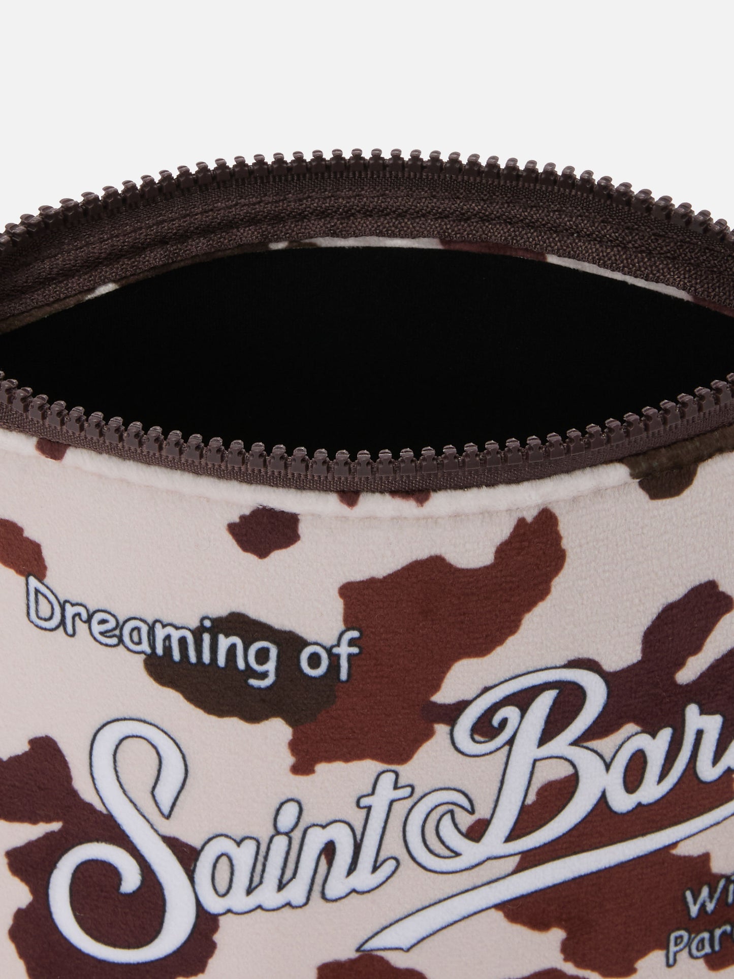 Aline Pouch in wool-effect fabric with cow-print