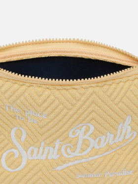 Aline Pochette aus gelb kariertem, geprägtem Frottee