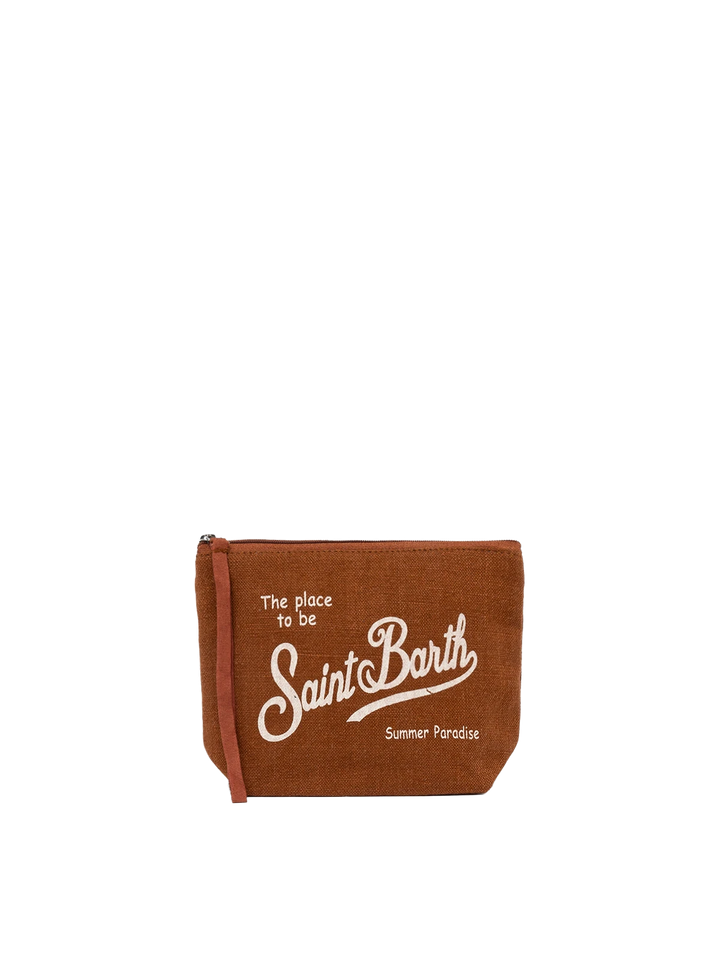 Aline braune Leinen-Pochette