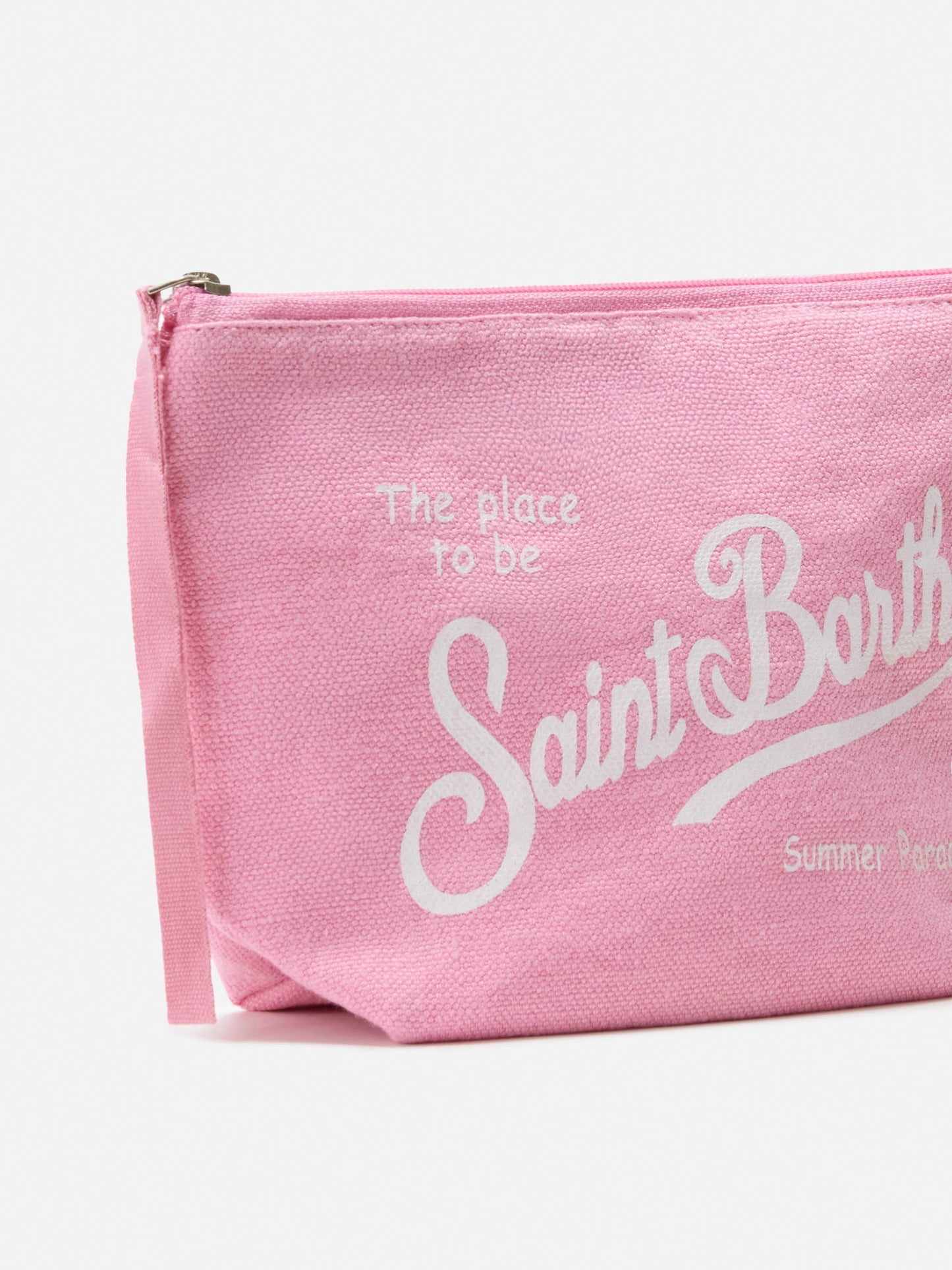 Aline pink solid color linen pouch