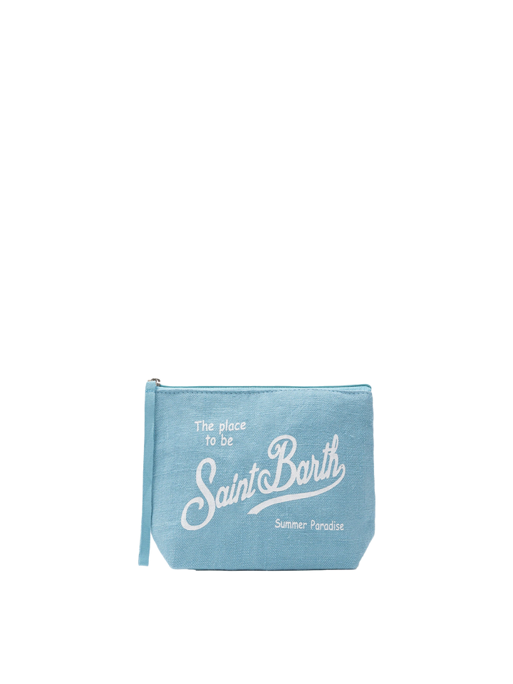 Aline hellblaue Leinen-Pochette