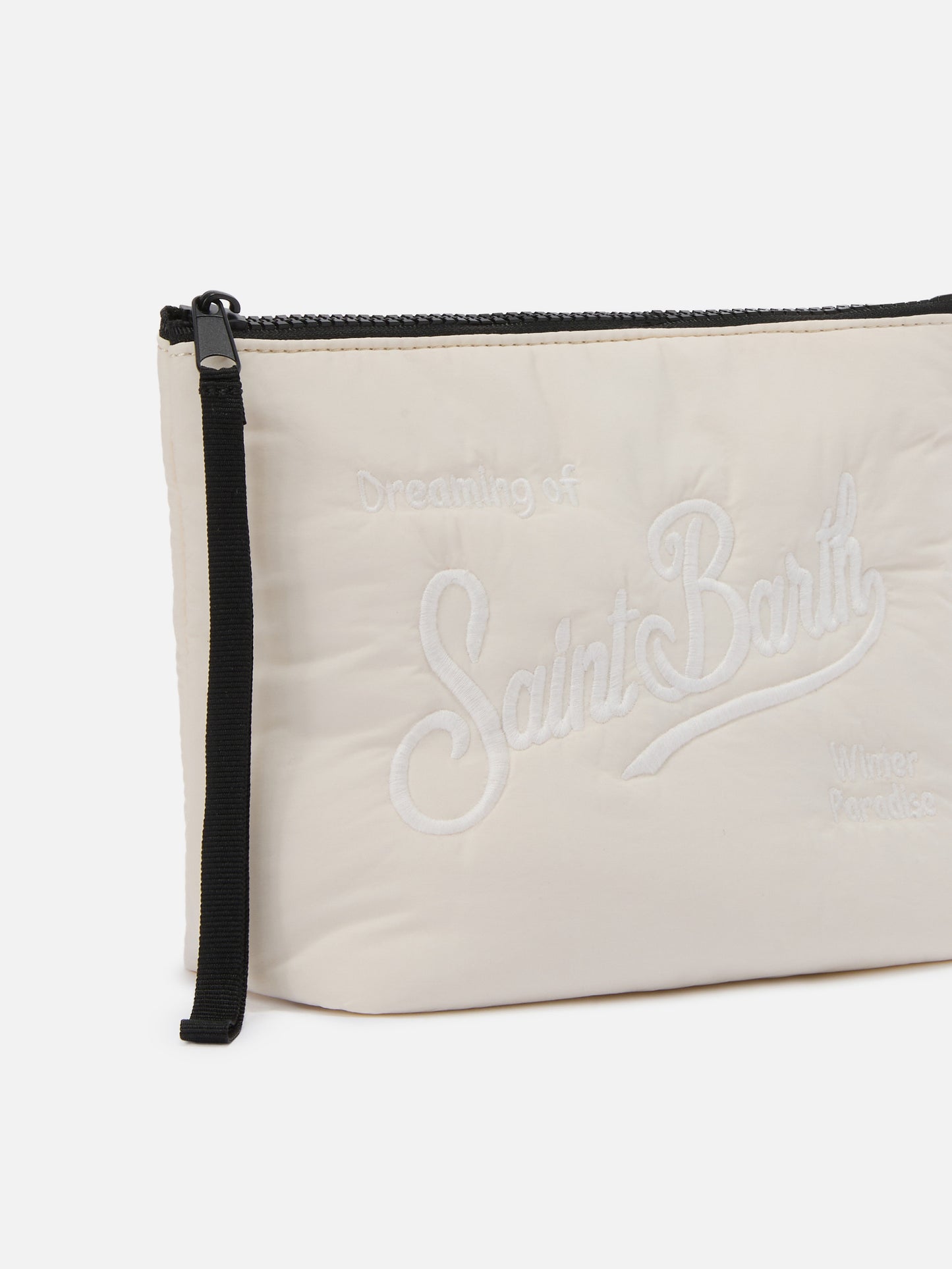 Pochette Aline Puffer in nylon imbottito beige