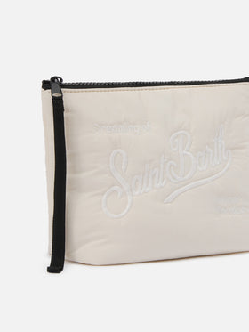 Pochette Aline Puffer in nylon imbottito beige