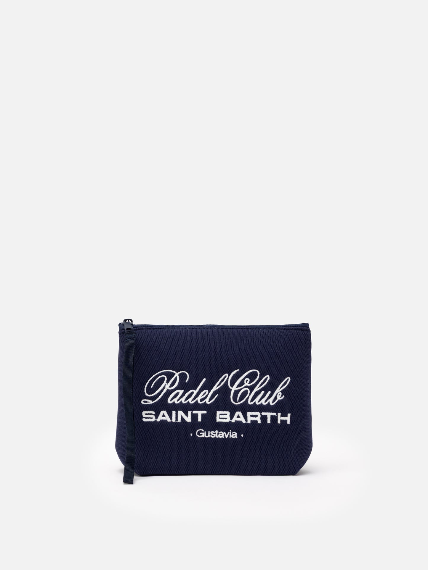 Aline navy blue piquet pochette with Padel Club Saint Barth embroidery