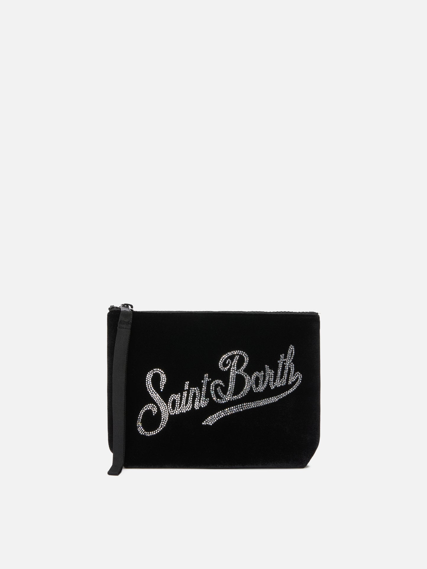 Pochette Aline Velvet in velluto nero e strass
