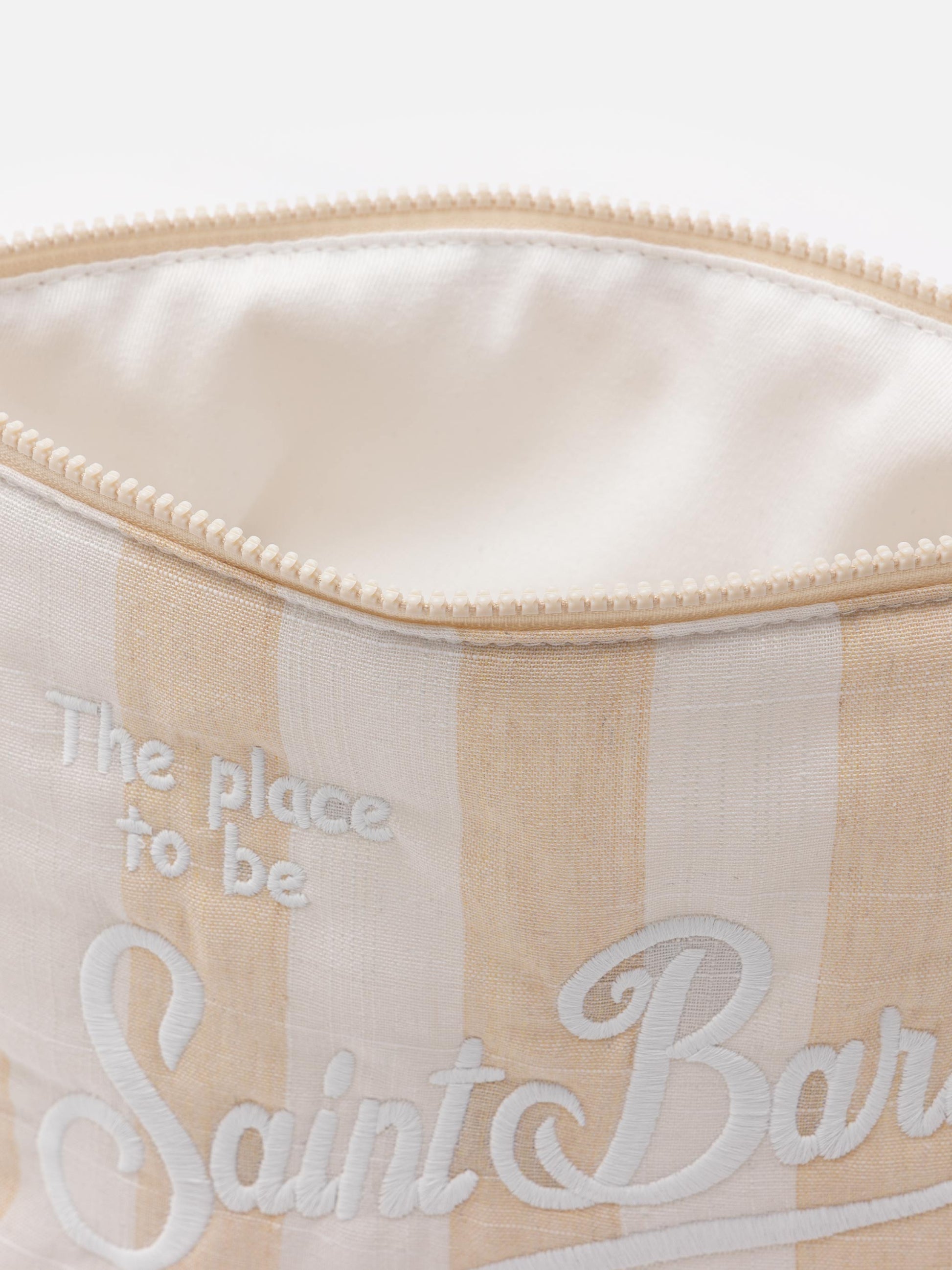 Aline Soft L cotton linen pochette with striped print - MC2 Saint Barth